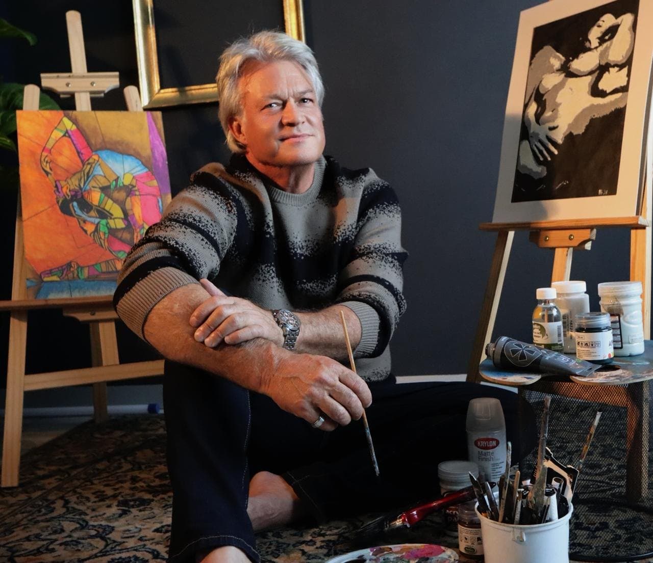 Hans Rooseboom in his Johannesburg studio, brush in hand
