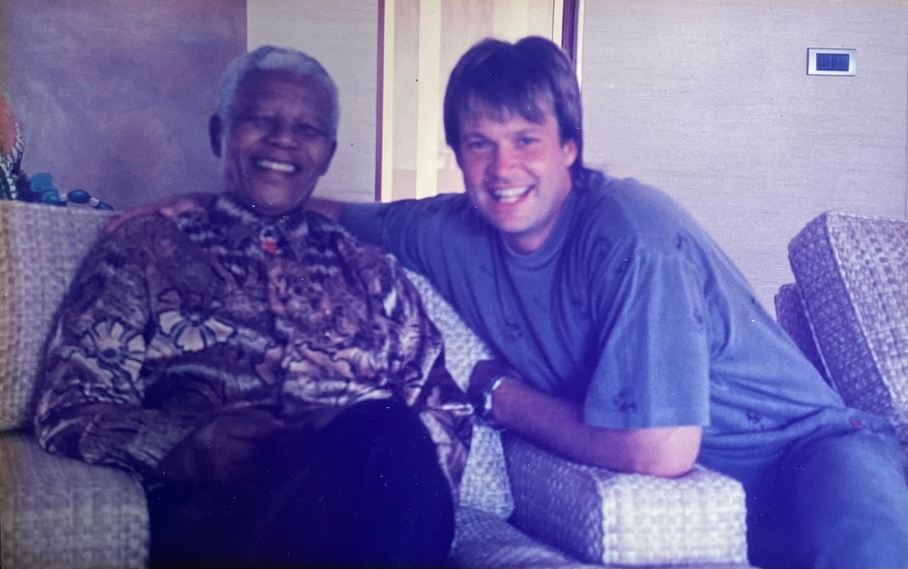 Blue Madiba — Acrylic on canvas, original painting by South African artist Hans Rooseboom