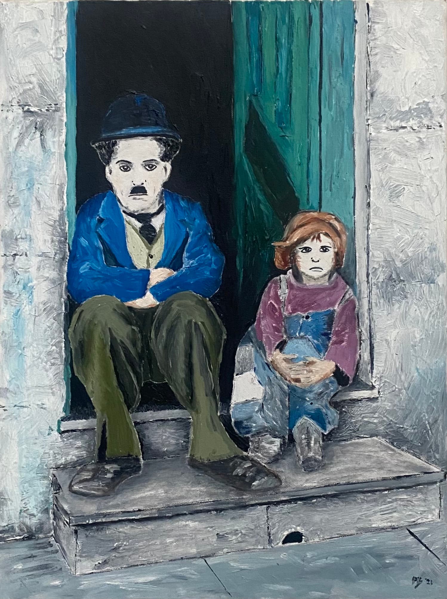 Charlie 1 — Oil and mixed media on canvas, original painting by South African artist Hans Rooseboom